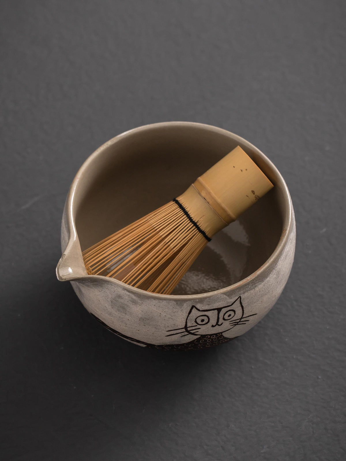 Hand Carved Cat Matcha Bowl Set product photo 8