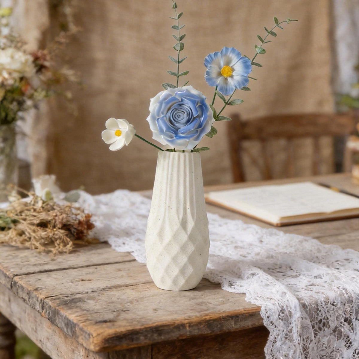 Handmade Ceramic Flower Bouquet Blue Forever Flowers Everlasting Floral Gift Cer product photo 8