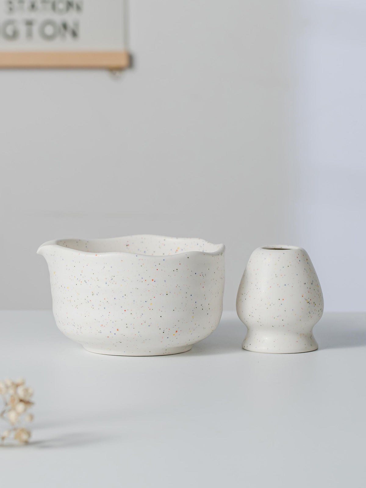White Speckled Matcha Bowl Set product photo 8
