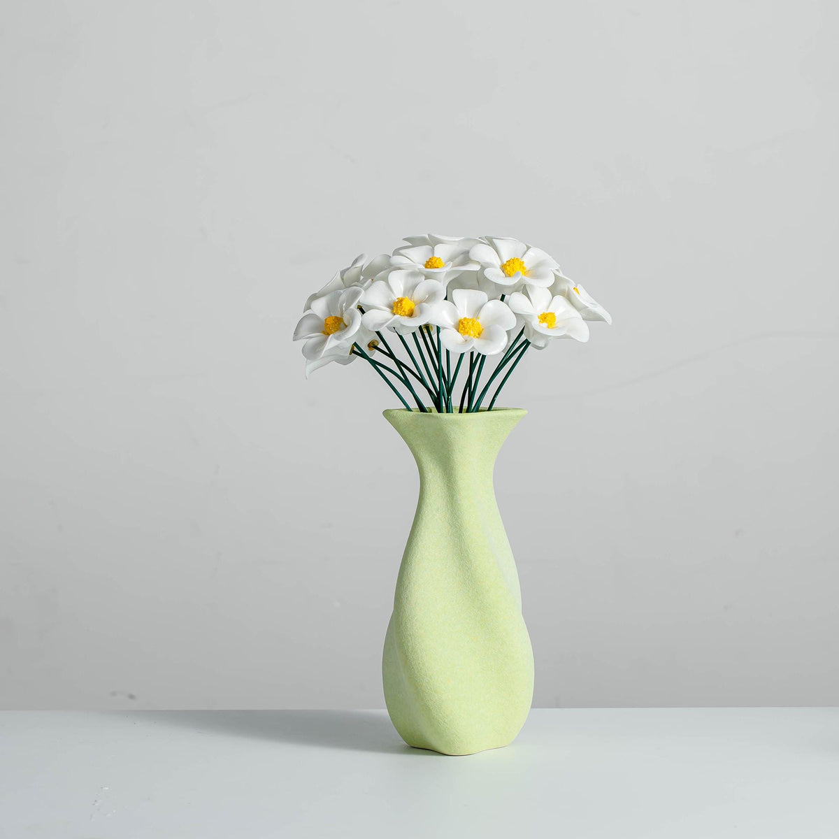 Handcrafted Ceramic Flower & Light Green Abstract Vase Set product photo 8