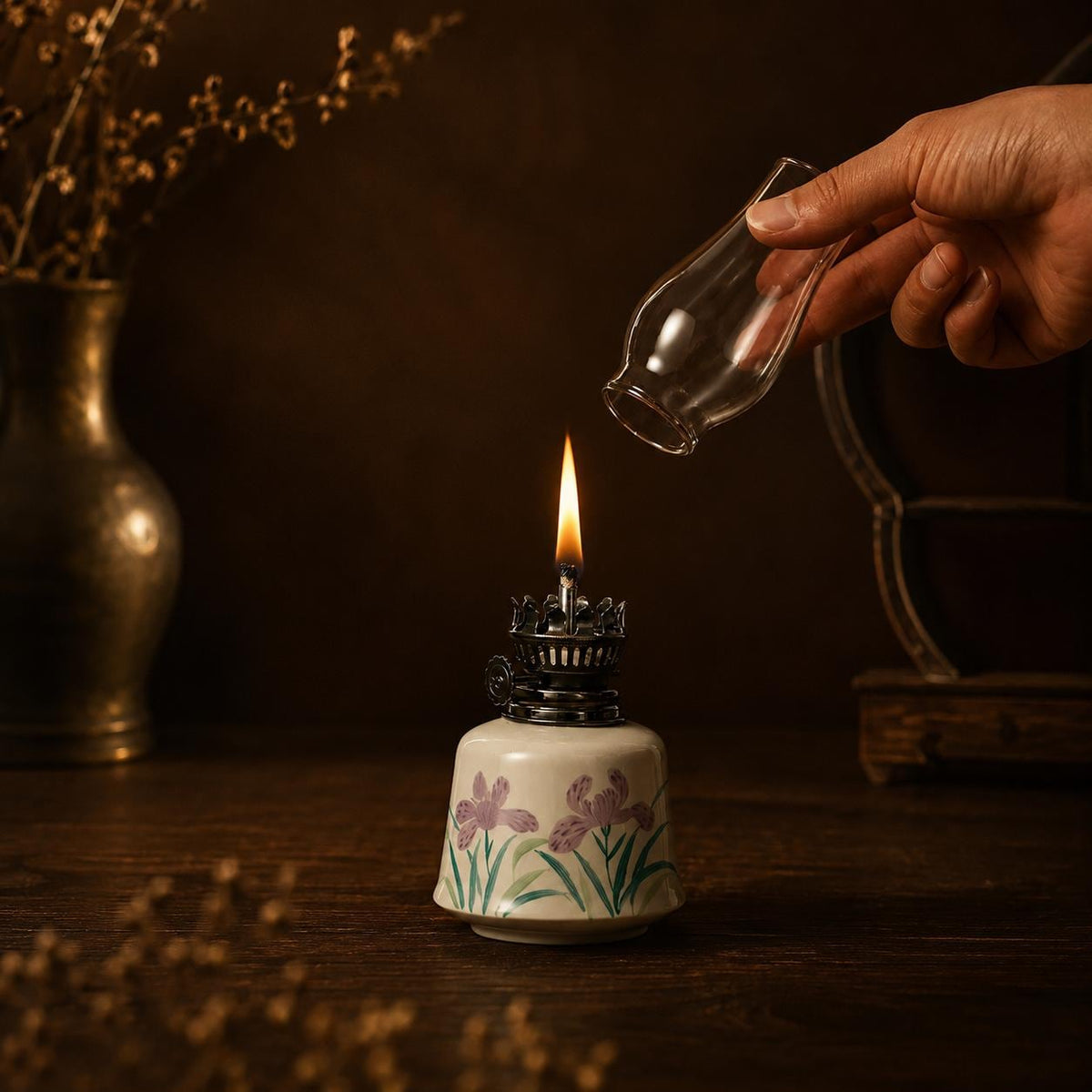 Purple Iris Ceramic Oil Lamp product photo 8