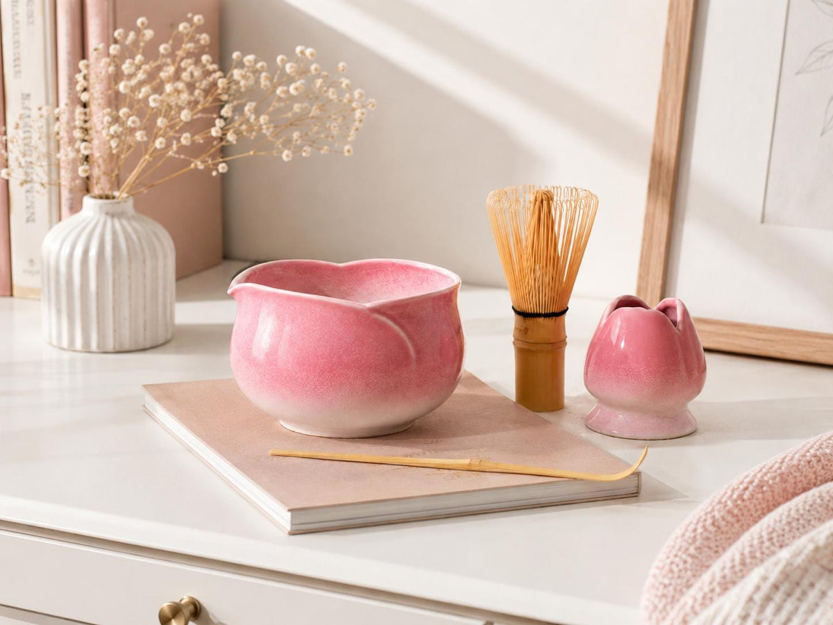 Pink Flower Matcha Bowl Set product photo 8