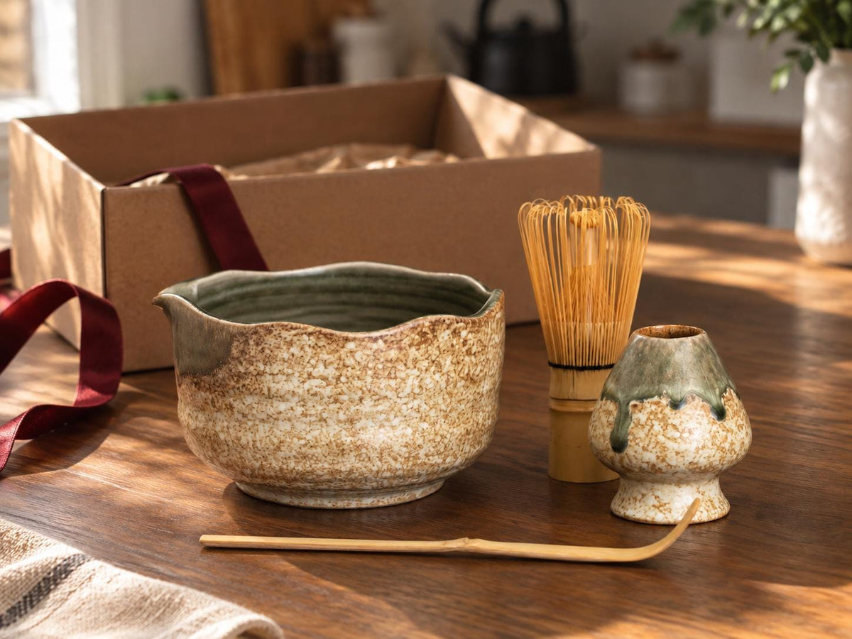Green Speckled Matcha Bowl Set product photo 8