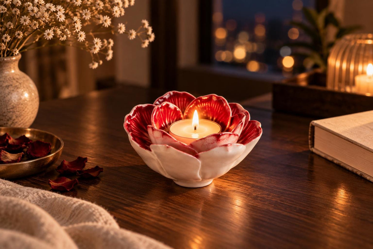 Red Rose Ceramic Candle Holder product photo 8