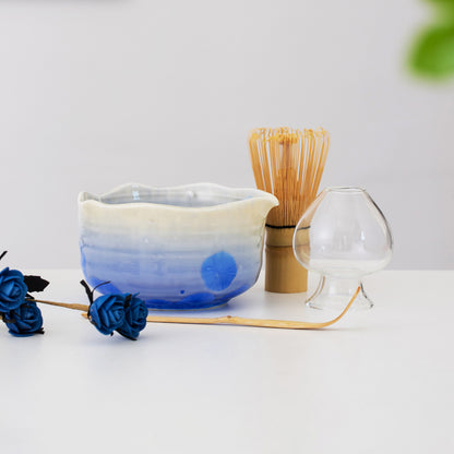Gradient Glaze Ceramic Matcha Set with Bowl and Chasen Holder