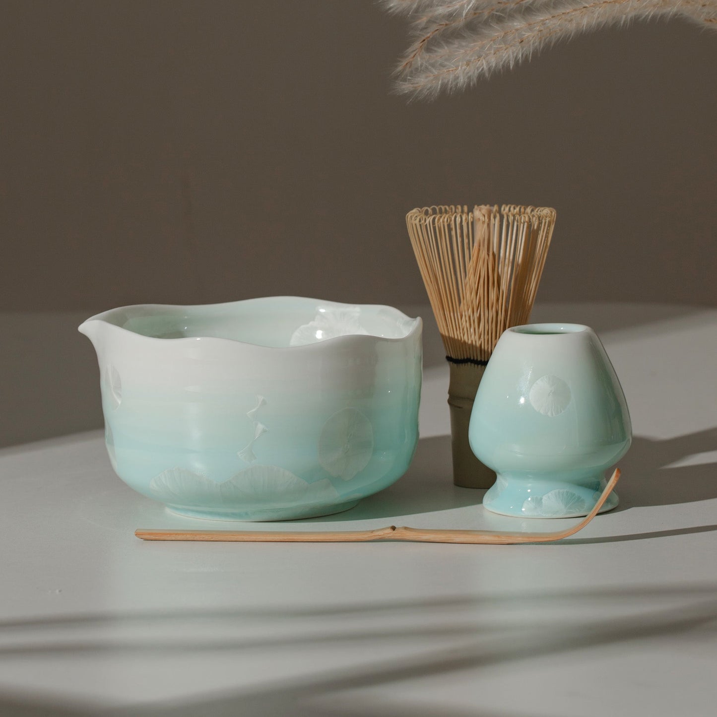 Gradient Glaze Ceramic Matcha Set with Bowl and Chasen Holder