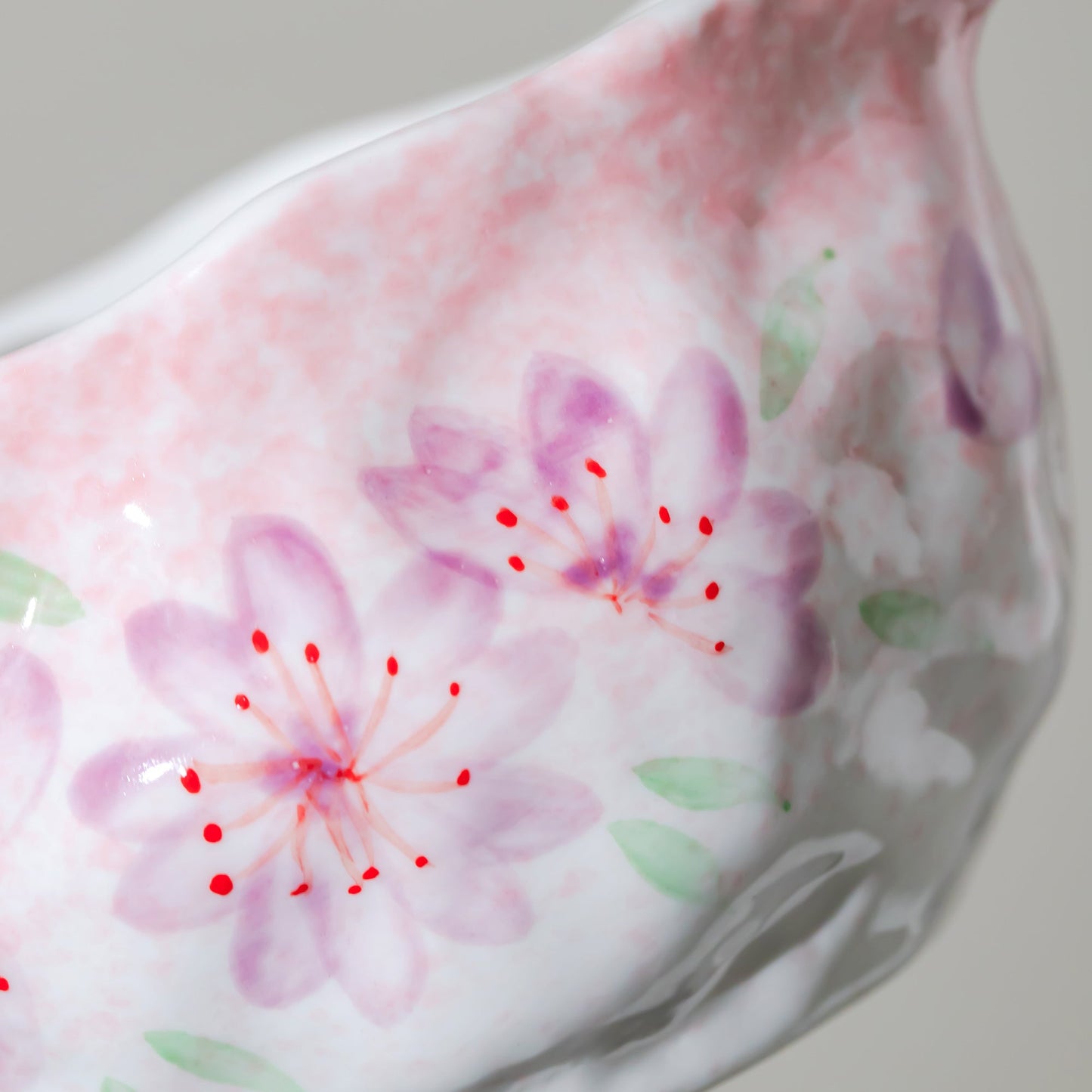 Handmade Irregular Gradient Pink and White Matcha Bowl Hand Painted Sakura Matcha Kit Purple Cherry Blossom Tea Ceremony