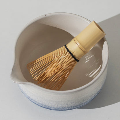 Handmade Ceramic Glacial Sea Matcha Bowl with Chashen Holder, Blue Matcha Gift Set of 4 Gift Ideas