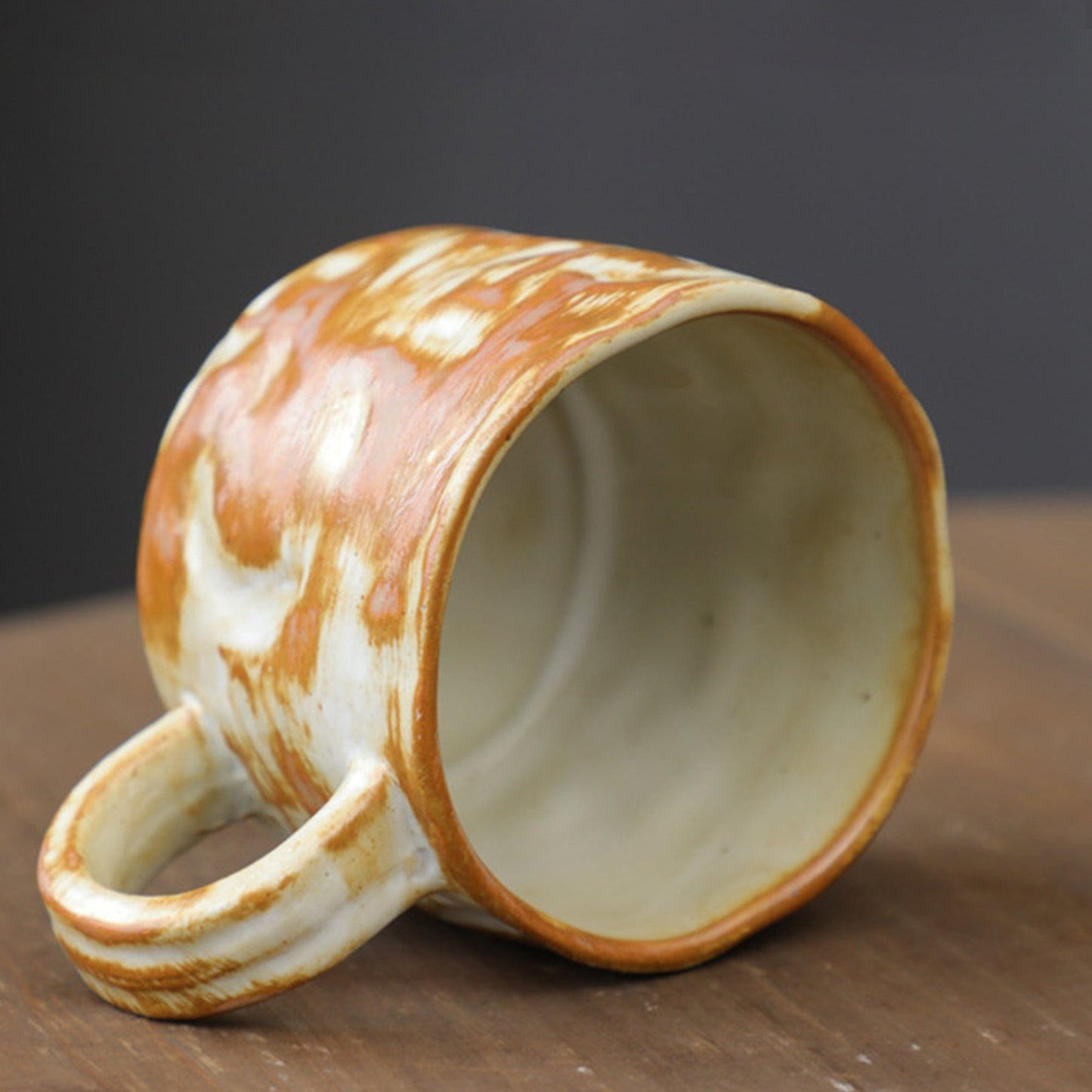 Hand Drawn Vintage Ceramic Coffee Cup with Plate