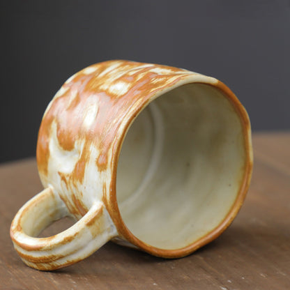 Hand Drawn Vintage Ceramic Coffee Cup with Plate
