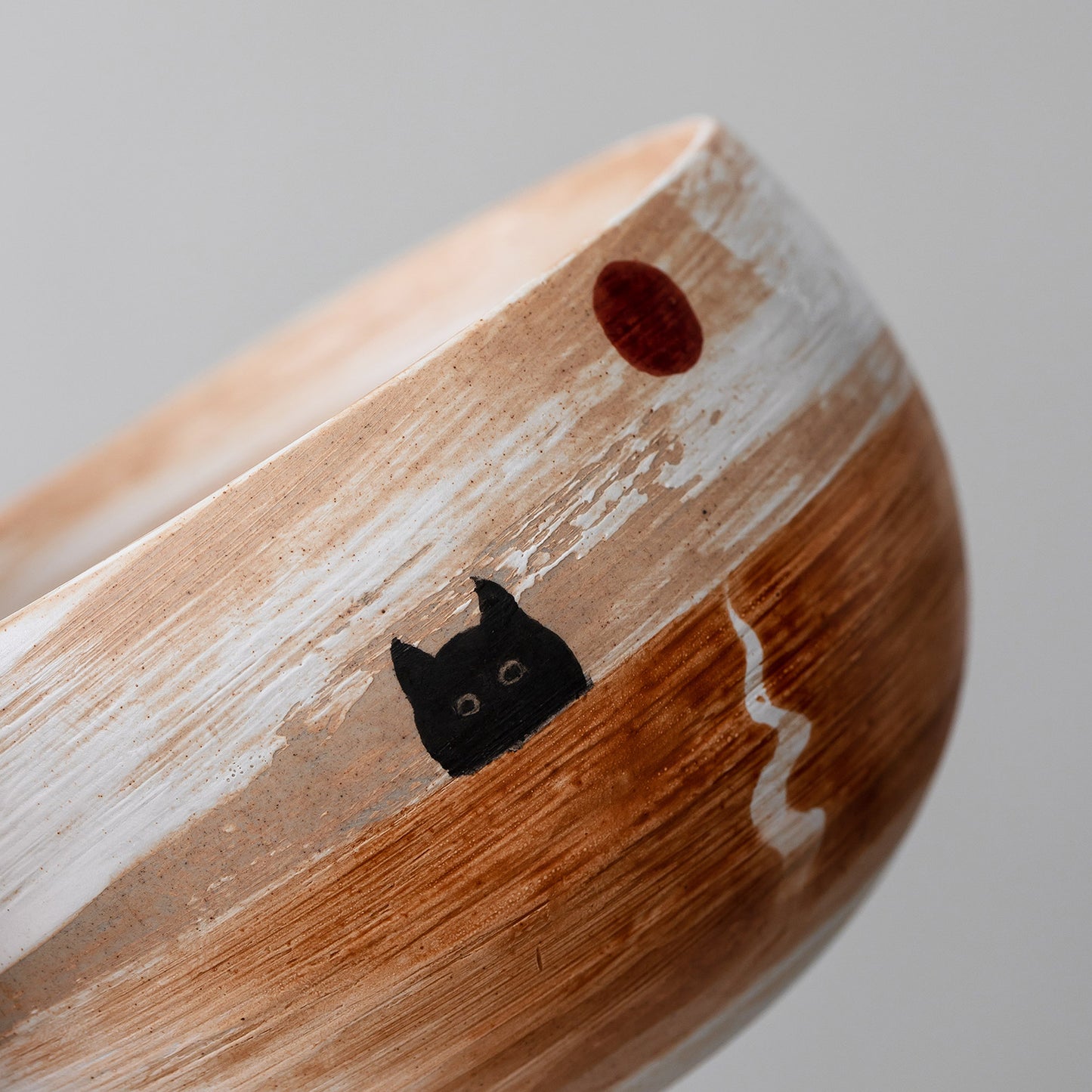 Black Cat Sunrise Ceramic Matcha Set with Bowl and Chasen Holder