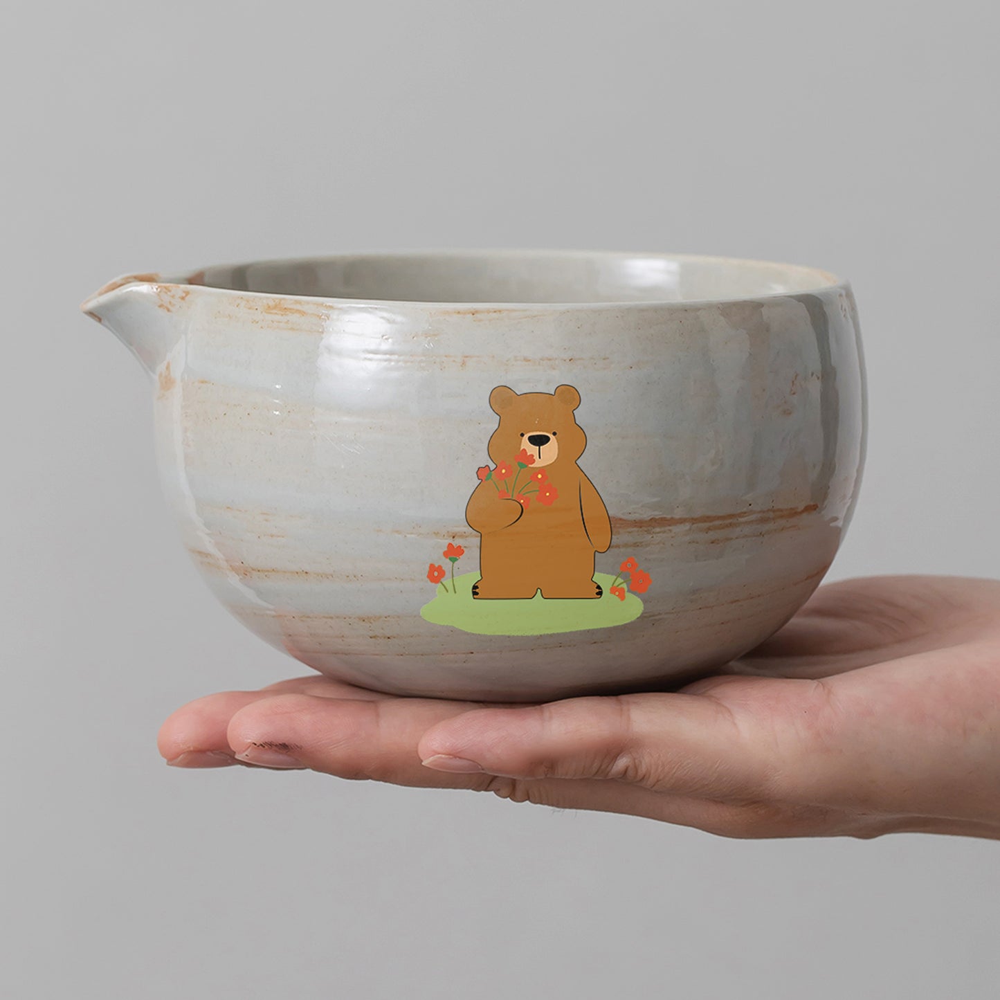 Bear Ceramic Matcha Set with Bowl and Chasen Holder