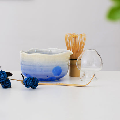 Gradient Glaze Ceramic Matcha Set with Bowl and Chasen Holder