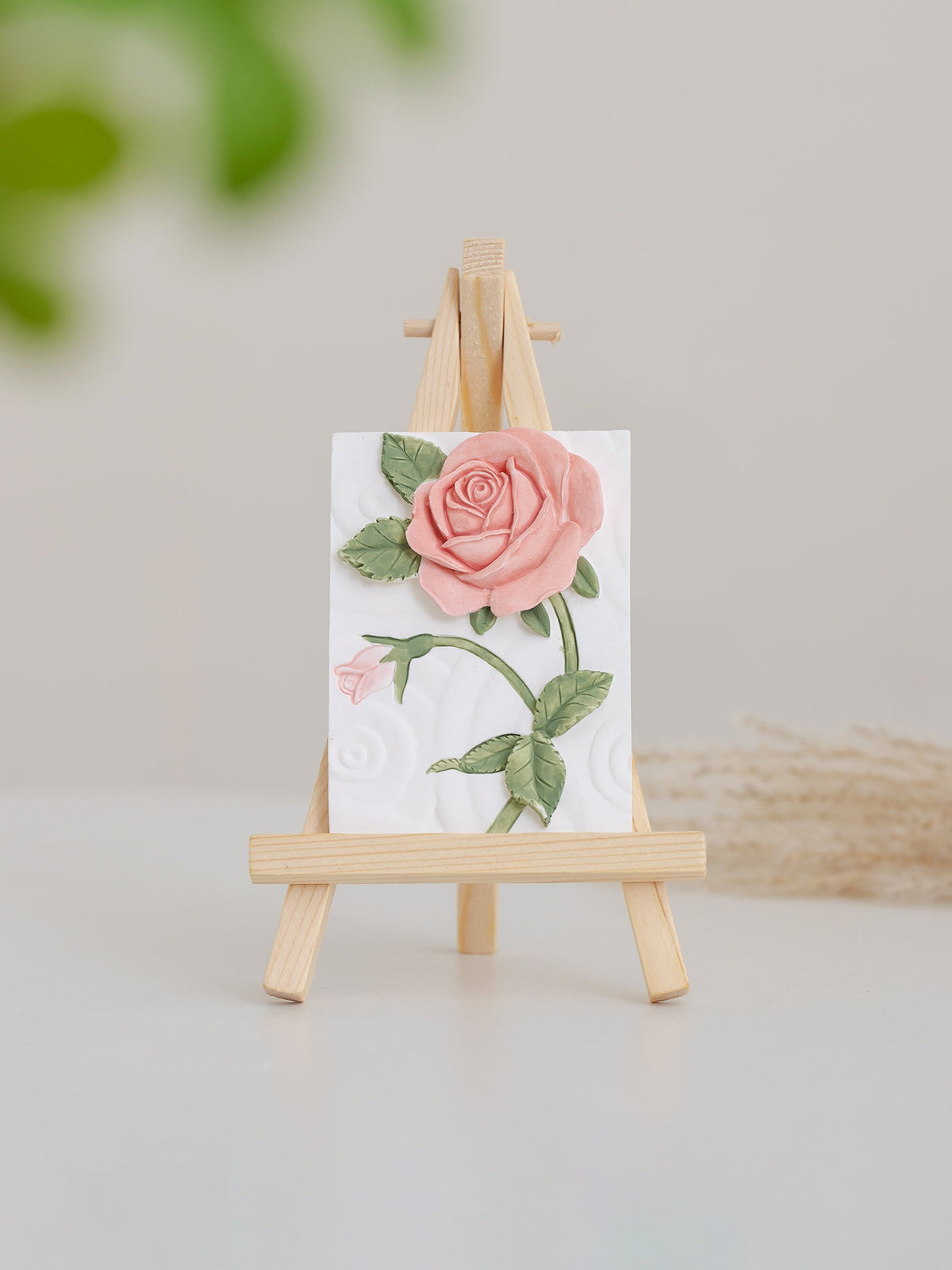 Rose Plaster Art Sculpture Painting Original 3d Floral Art Table Decor product photo 2