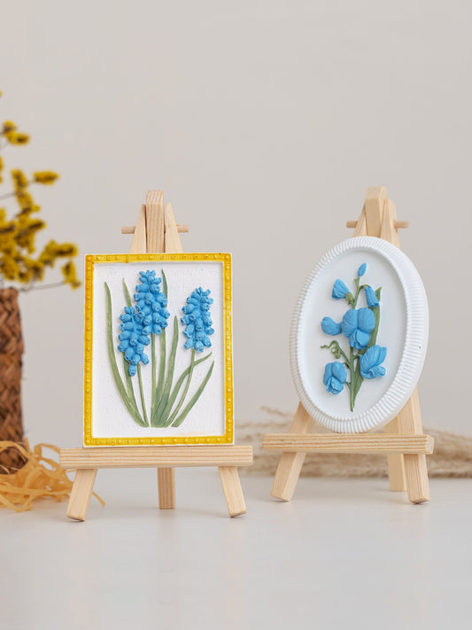 Baby'S Breath and Iris Plaster Art Sculpture Painting Original 3d Floral Art Tab product photo 1