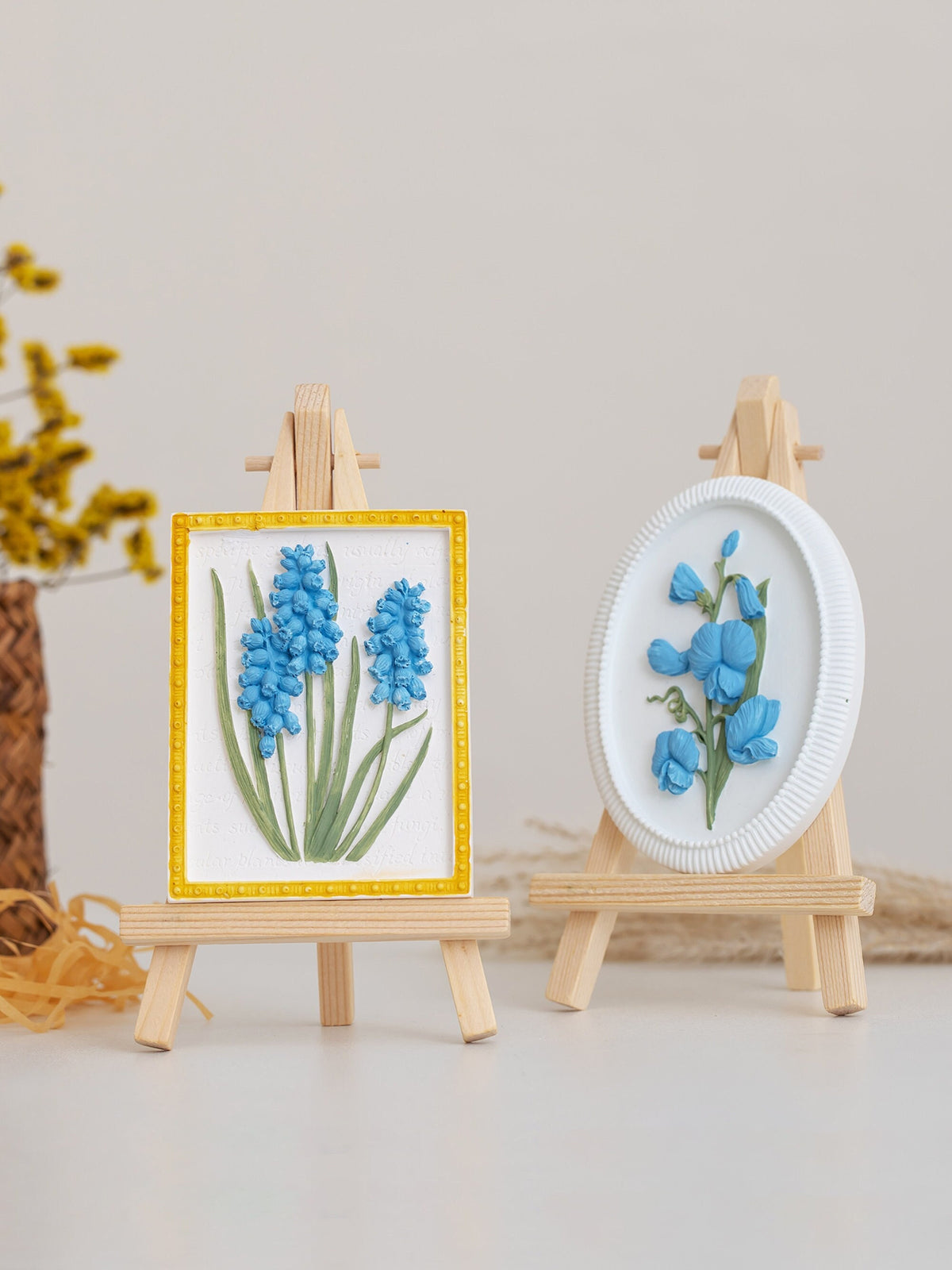 Baby'S Breath and Iris Plaster Art Sculpture Painting Original 3d Floral Art Tab product photo 6