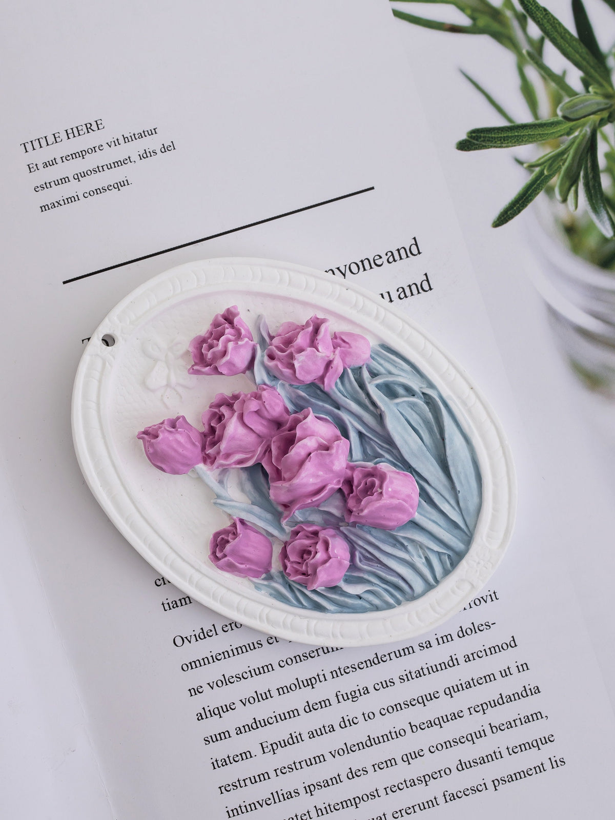 Rose 3d Plaster Flower Art Sculpture Painting 3d Floral Art Table Decor product photo 4