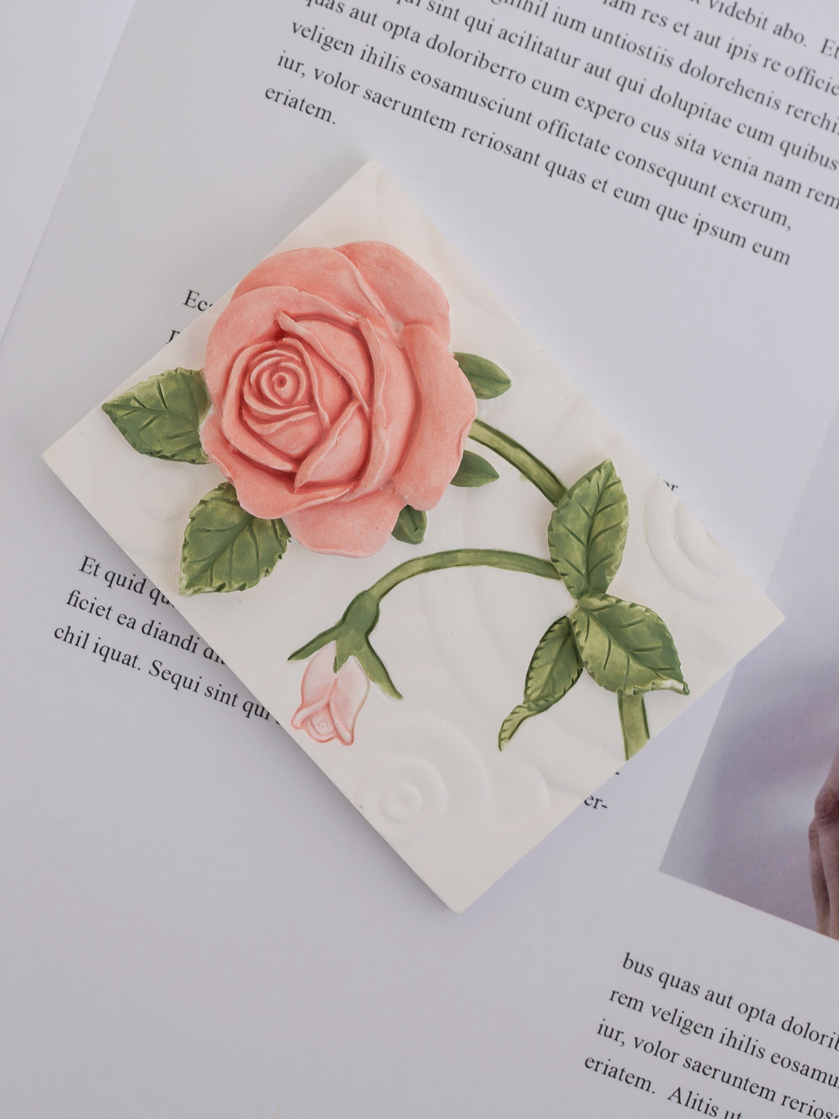 Rose Plaster Art Sculpture Painting Original 3d Floral Art Table Decor product photo 4