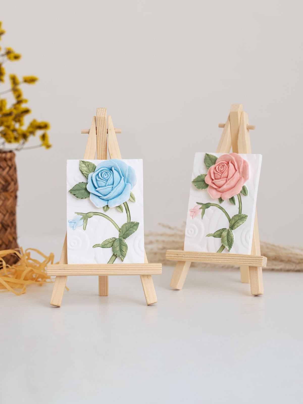 Baby'S Breath and Iris Plaster Art Sculpture Painting Original 3d Floral Art Tab product photo 7