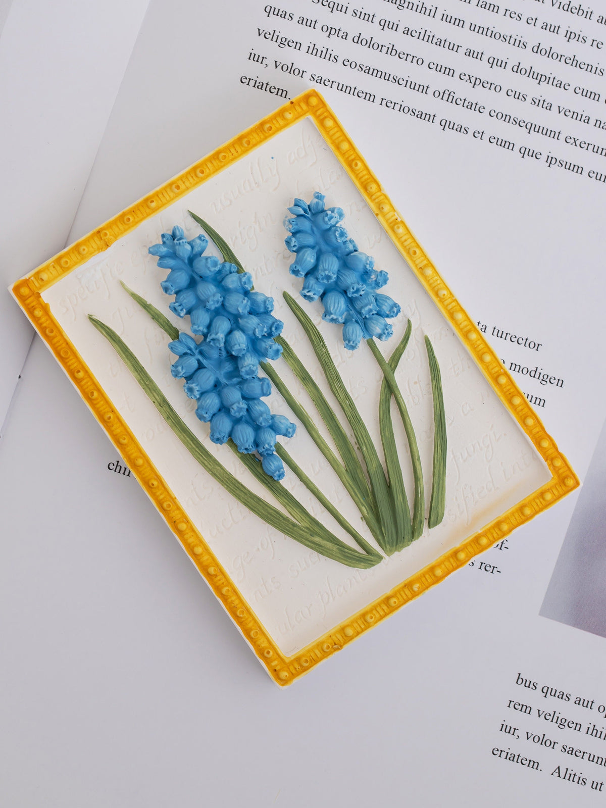 Baby'S Breath and Iris Plaster Art Sculpture Painting Original 3d Floral Art Tab product photo 3