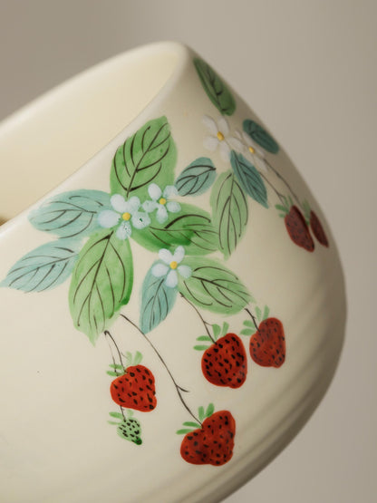 Hand Painted Strawberry Matcha Bowl Set product photo 6