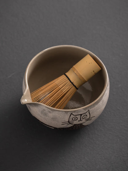 Hand Carved Cat Matcha Bowl Set product photo 8