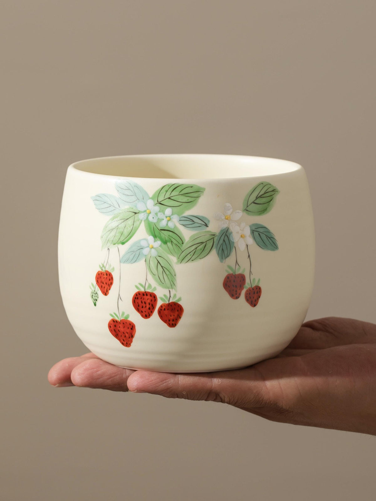 Hand Painted Strawberry Matcha Bowl Set product photo 2
