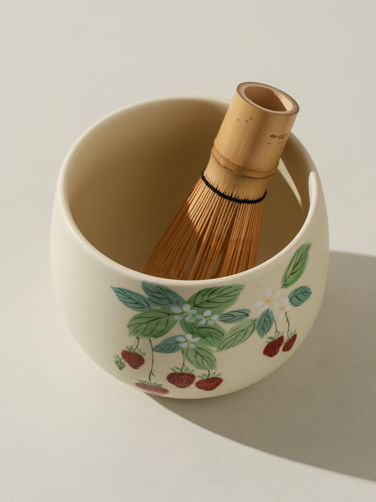 Hand Painted Strawberry Matcha Bowl Set product photo 5