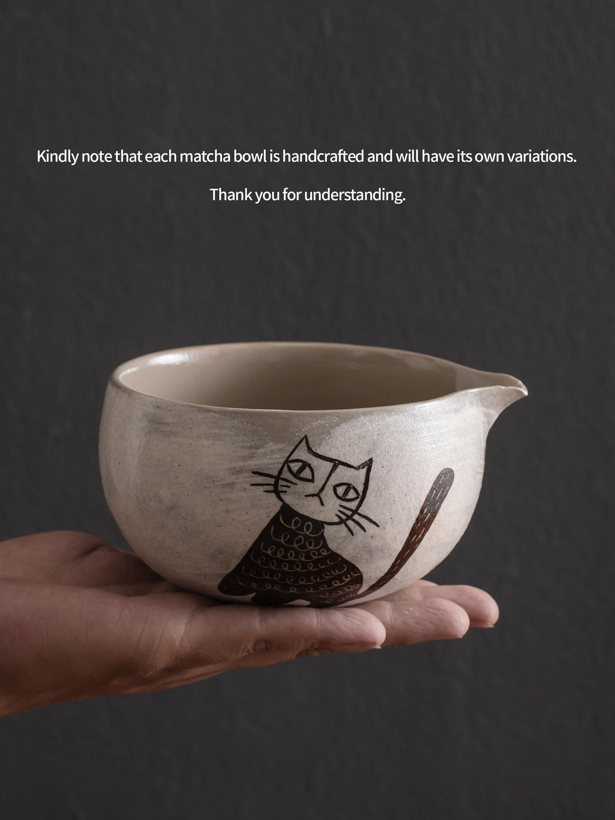 Hand Carved Cat Matcha Bowl Set product photo 4