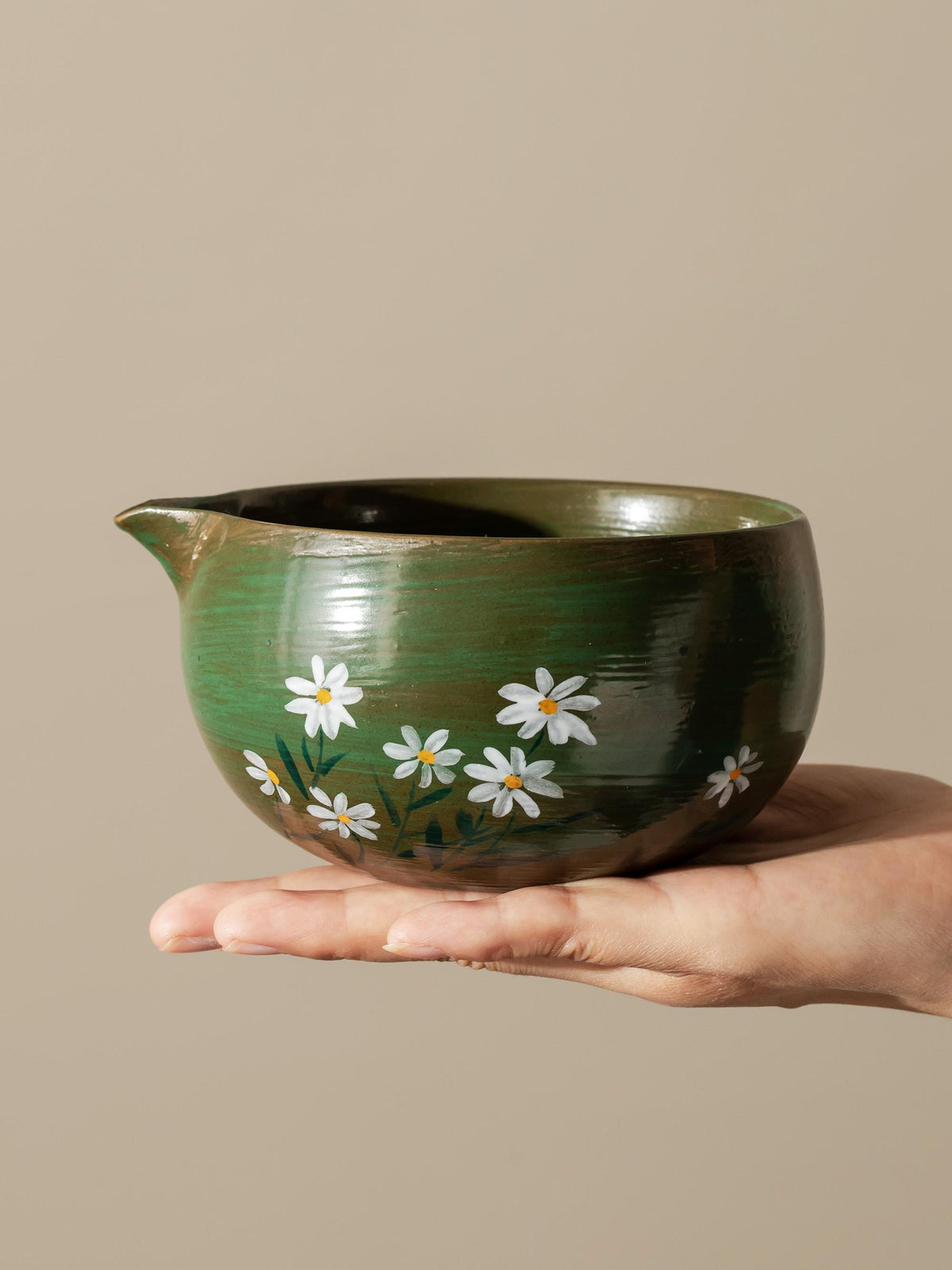 Hand Painted Daisy Green Matcha Set Of 4 product photo 2