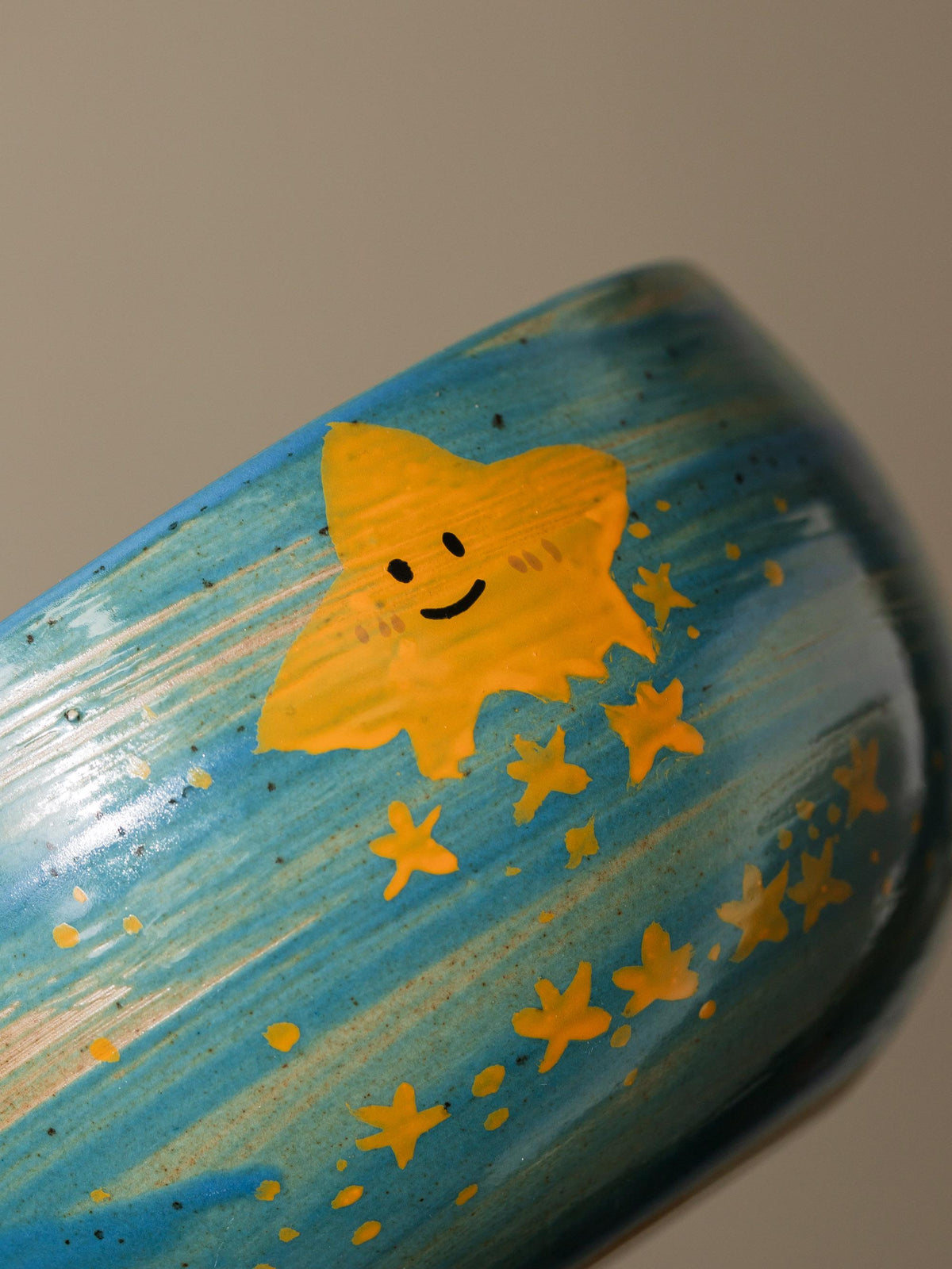 Hand Painted Cute Stars River Matcha Bowl Set product photo 6