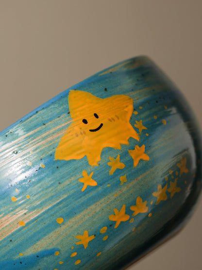 Hand Painted Cute Stars River Matcha Bowl Set product photo 6