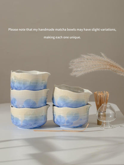 Natural Blue Flower Glazing Matcha Bowl Set product photo 6