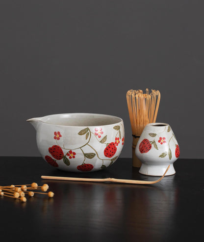 Strawberry Flowers Matcha Bowl Set product photo 4