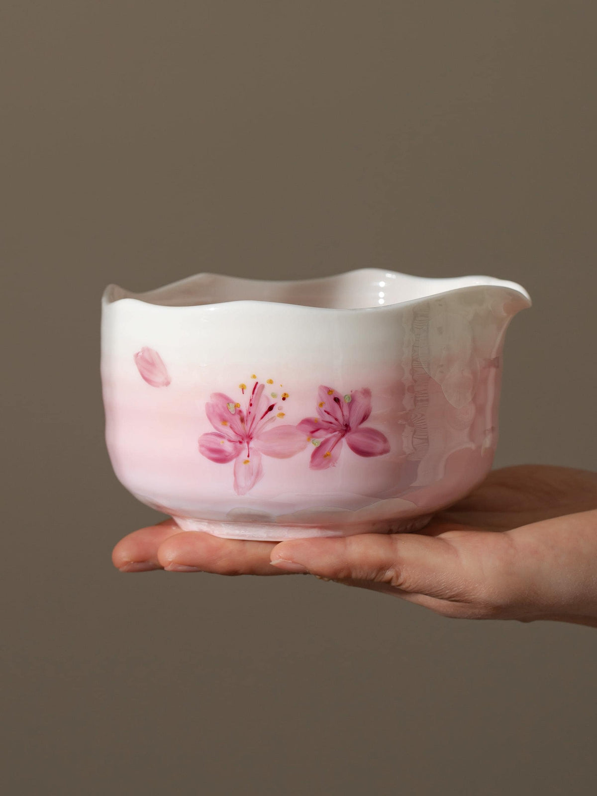 Hand Painted Pink Sakura Matcha Bowl Set product photo 2