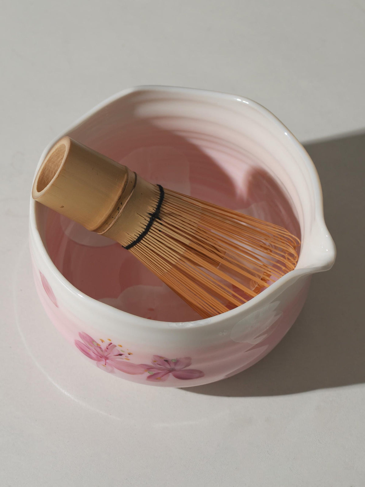Hand Painted Pink Sakura Matcha Bowl Set product photo 5