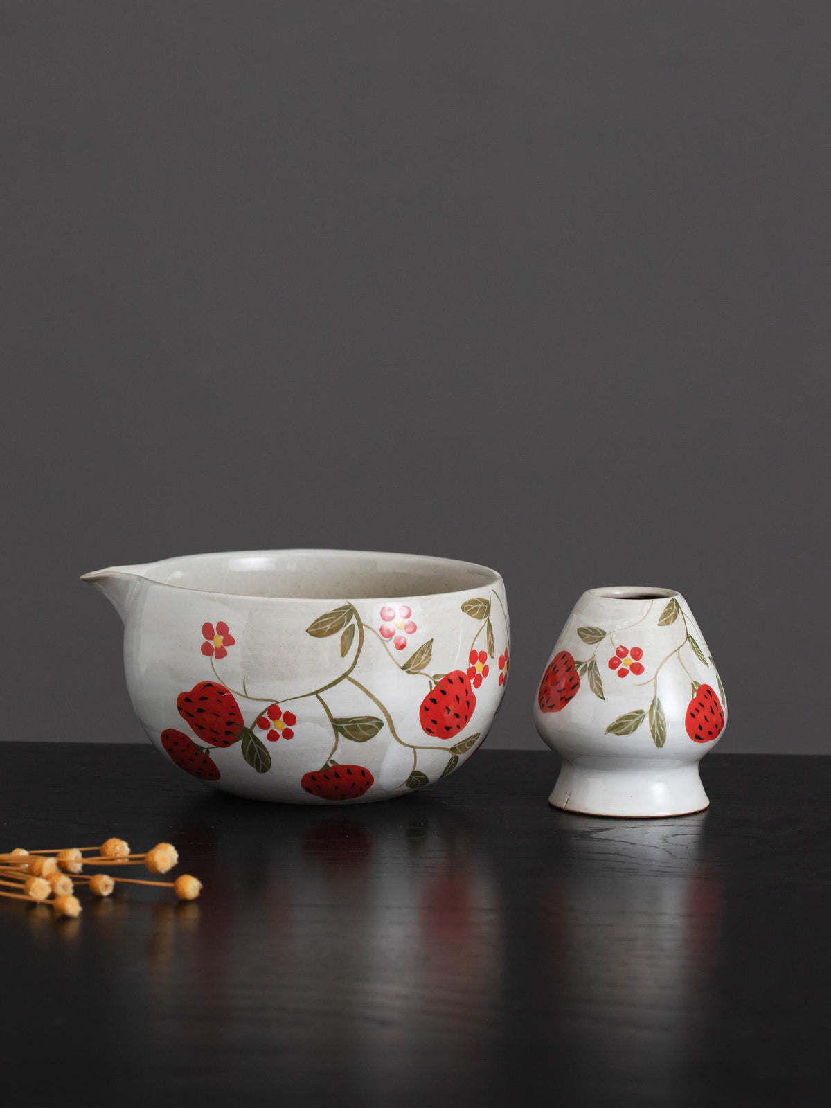 Strawberry Flowers Matcha Bowl Set product photo 5