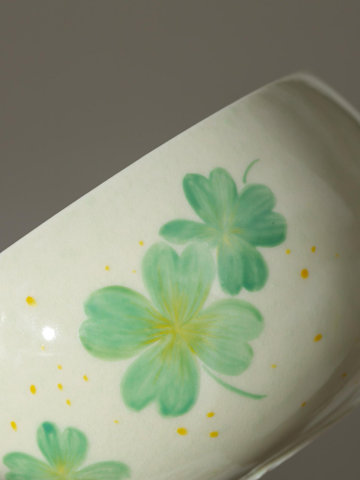 Hand Painted Green Four Leaf Clover Matcha Set Of 4 product photo 2