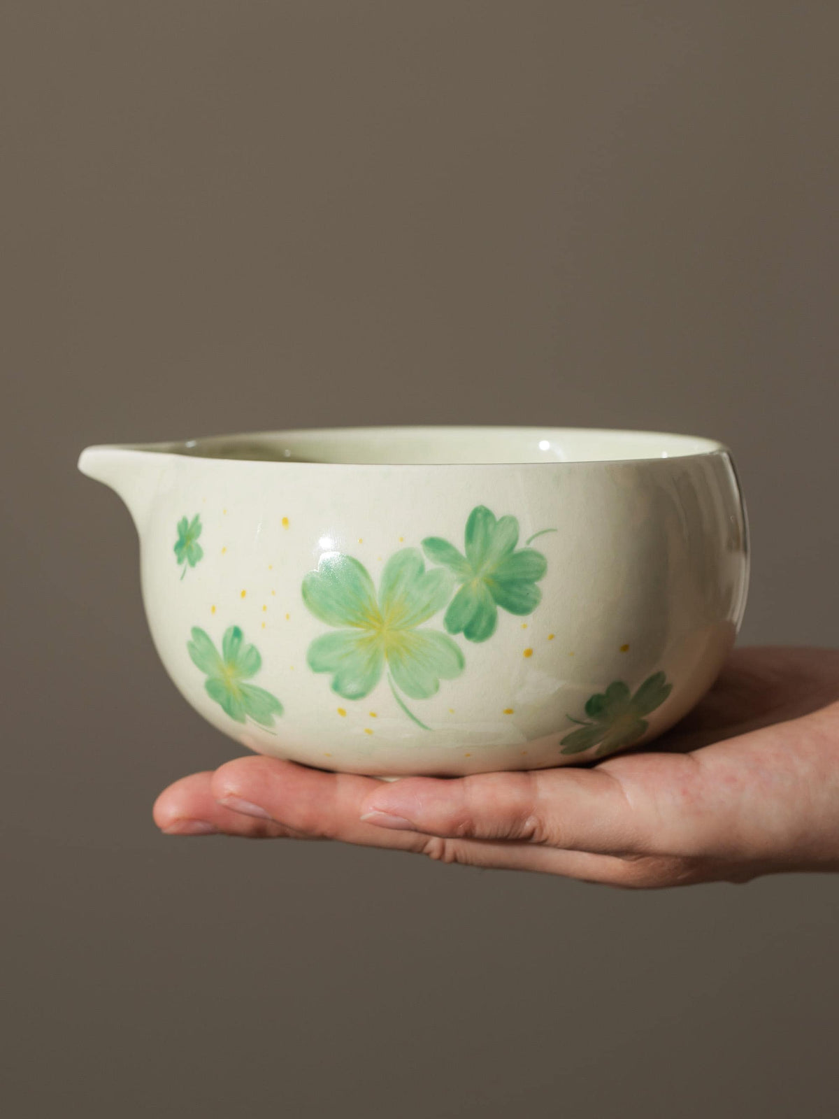Hand Painted Green Four Leaf Clover Matcha Set Of 4 product photo 6
