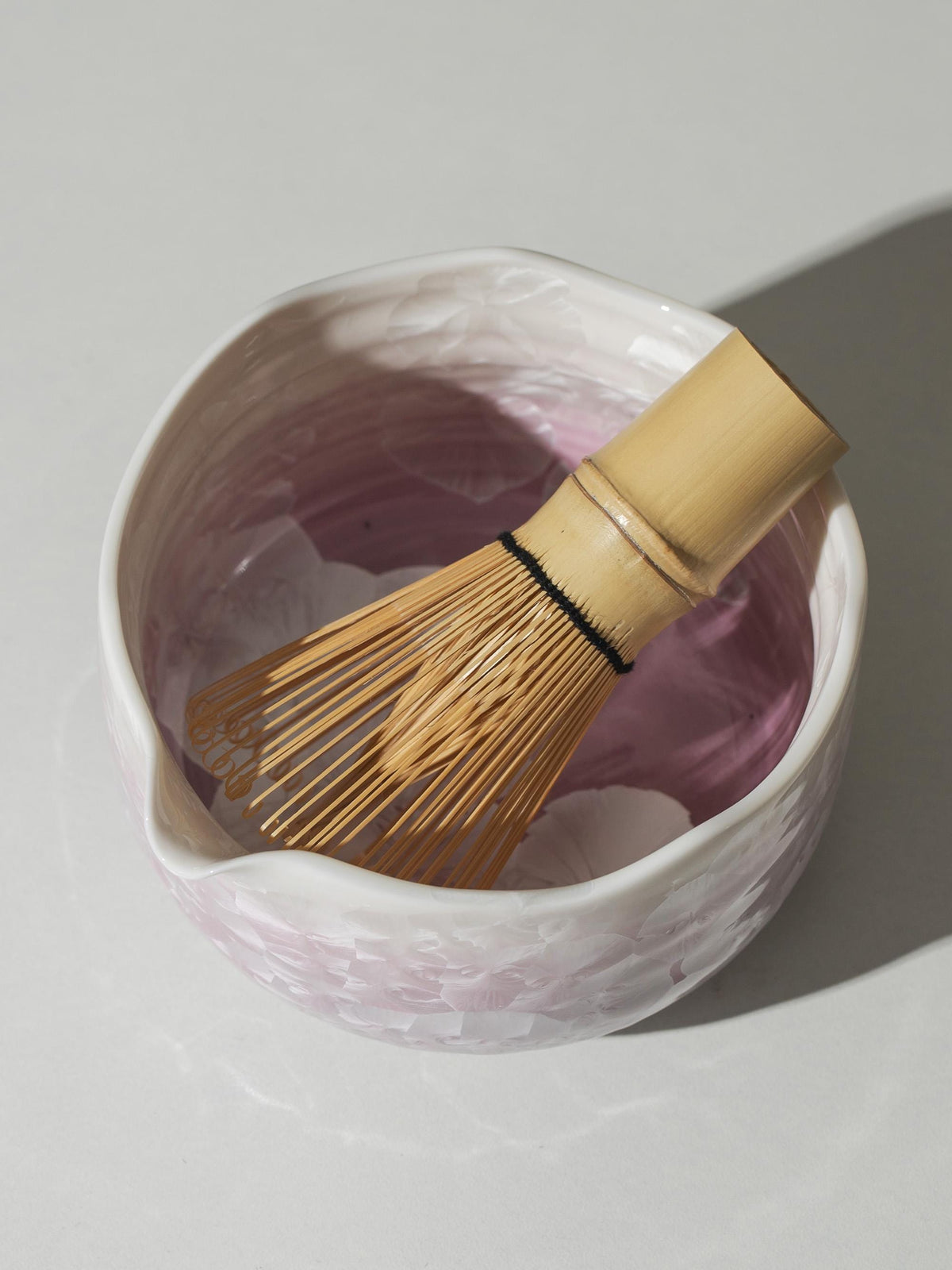 Natural Purple Flower Glazing Glass Matcha Bowl Set product photo 5