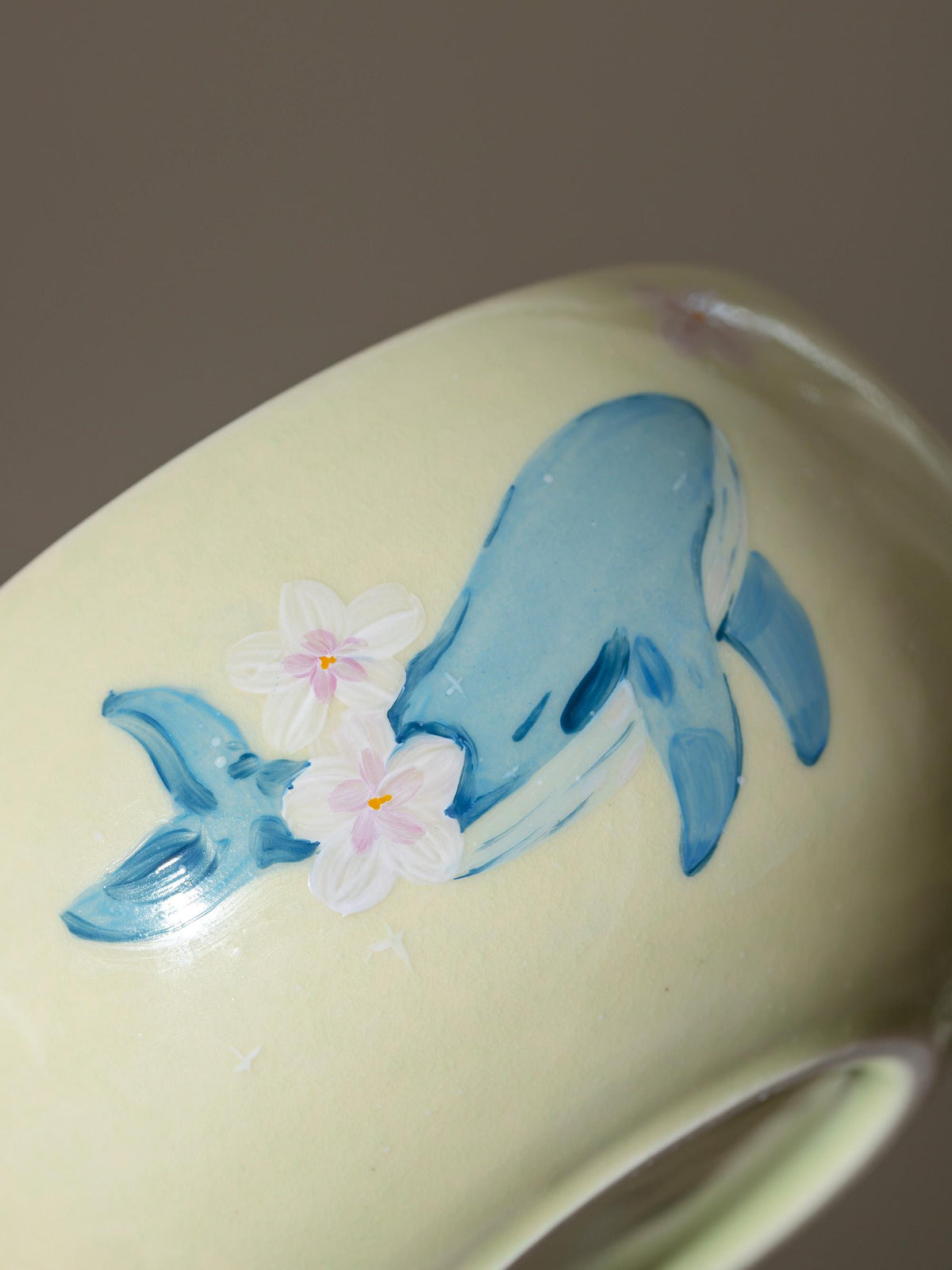 Hand Painted Whale Cherry Blossom Matcha Bowl Set product photo 3