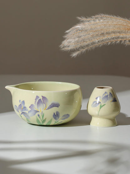 Hand Painted Flower-De-Luce Matcha Set Of 4 product photo 3