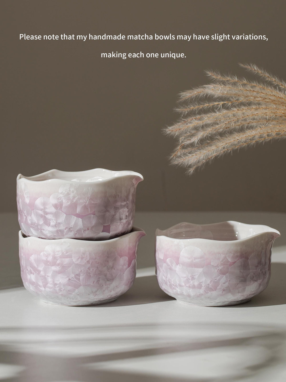 Natural Purple Flower Glazing Glass Matcha Bowl Set product photo 4