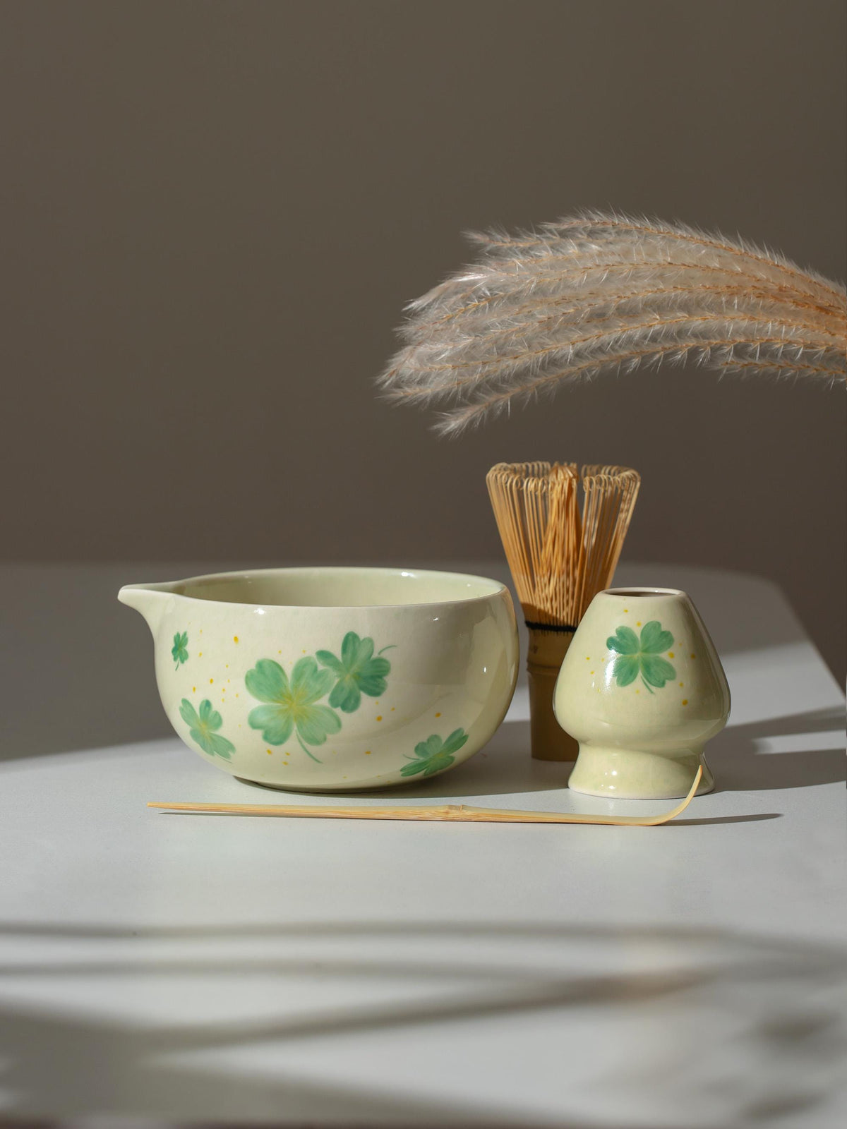 Hand Painted Lavender Blossom Matcha Bowl Set product photo 8