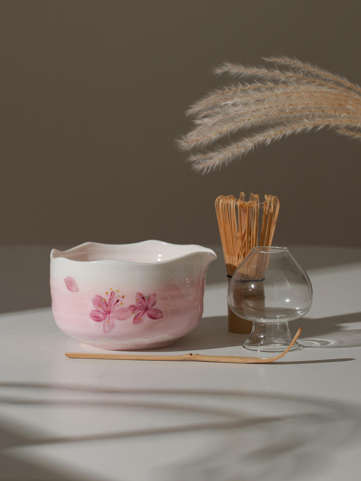 Hand Painted Pink Sakura Matcha Bowl Set product photo 7
