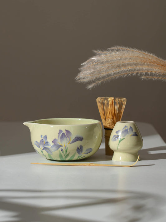 Hand Painted Flower-De-Luce Matcha Set Of 4 product photo 1