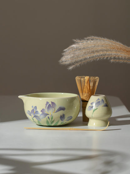 Hand Painted Lavender Blossom Matcha Bowl Set product photo 7