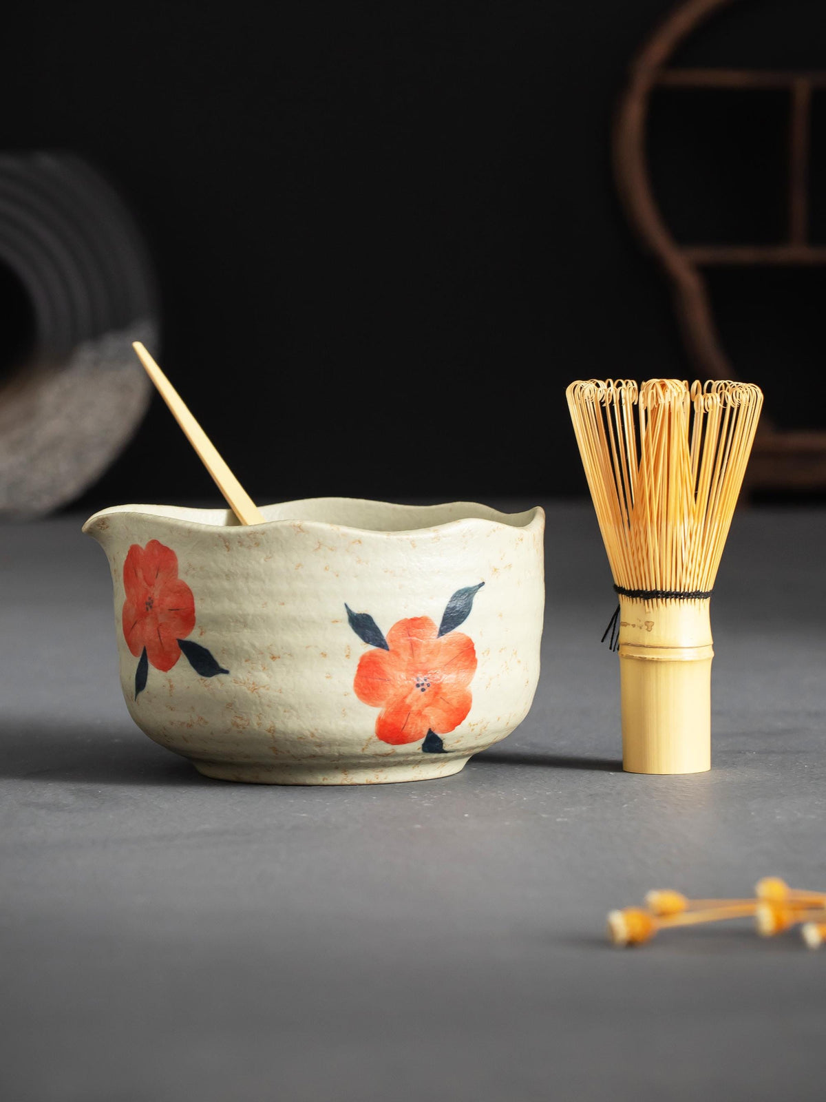 Orange Floral Matcha Bowl Set product photo 5
