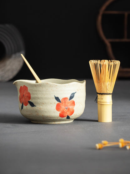Orange Floral Matcha Bowl Set product photo 5