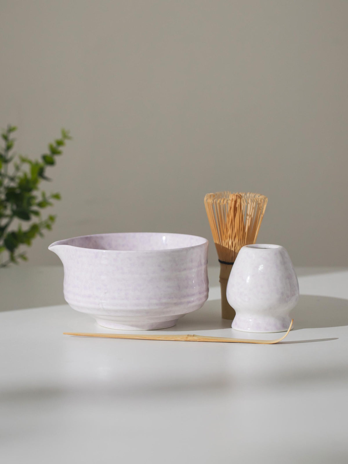 Natural Purple Flower Glazing Glass Matcha Bowl Set product photo 8